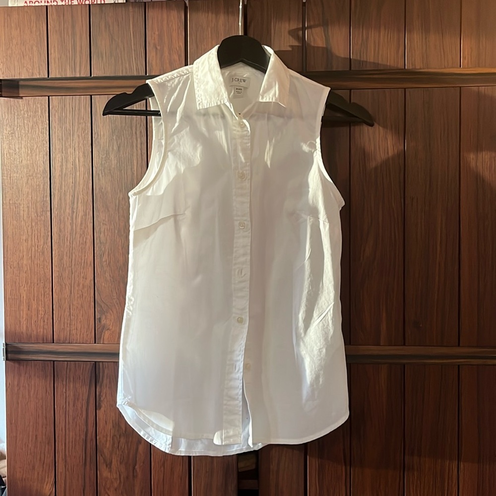 J Crew Sleeveless White Shirt XXS